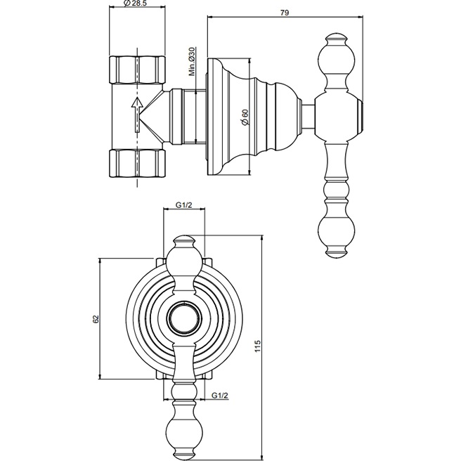 Запорный вентиль 1/2" Fima Carlo Frattini Epoque F5063/1CR (хром)